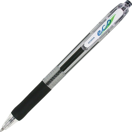 Zebra Pen Ballpoint Pen, Retrac., Refill., 1.0mm, 1DZ, CL Barrel/Black Ink PK ZEB22510